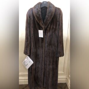 Maximilian Mahogany Natural Wild Mink Fur Coat